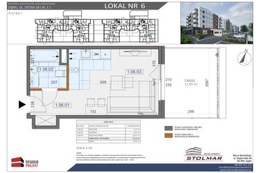 Rzut - Mieszkanie na sprzedaż 1 pokój o powierzchni 27,15 m² - numer 6 w Osiedle Zycha