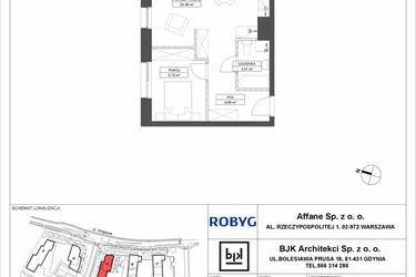Rzut - Mieszkanie na sprzedaż 2 pokoje o powierzchni 47,91 m² - numer A.2M13 w WENDY