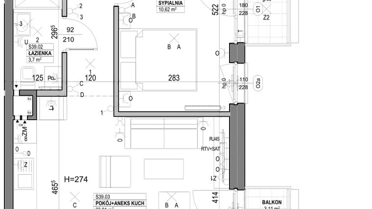 Rzut - Mieszkanie na sprzedaż 2 pokoje o powierzchni 49,54 m² - numer S39 w Miasto Ogród 6 - OSLO i SZTOKHOLM
