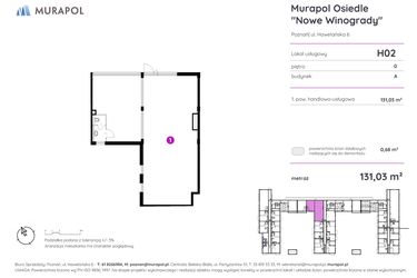 Rzut - Lokal użytkowy na sprzedaż 1 pokój o powierzchni 131,03 m² - numer H02 w Nowe Winogrady