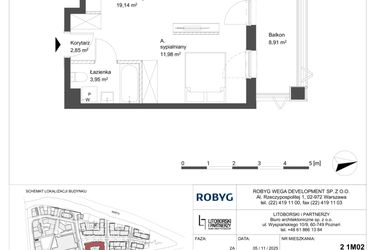 Rzut - Mieszkanie na sprzedaż 1 pokój o powierzchni 37,92 m² - numer 1M02 w Elektrovnia Garbary