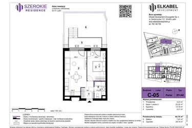 Rzut - Mieszkanie na sprzedaż 2 pokoje o powierzchni 44,14 m² - numer C-05 w Szerokie Residence