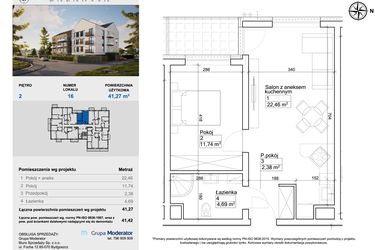 Rzut - Mieszkanie na sprzedaż 2 pokoje o powierzchni 41,27 m² - numer 16 w Balantia