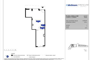 Rzut - Lokal użytkowy na sprzedaż 1 pokój o powierzchni 91,55 m² - numer Ax 4LU w Apartamenty Esencja II