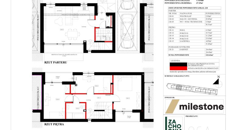 Rzut - Dom na sprzedaż 5 pokoi o powierzchni 112,61 m² - numer 2.B w Zachodnia Wesoła
