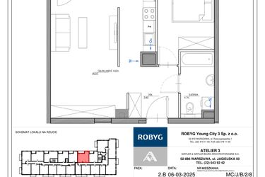Rzut - Mieszkanie na sprzedaż 2 pokoje o powierzchni 49,82 m² - numer MC/J/B/2/8 w Modern City etap J