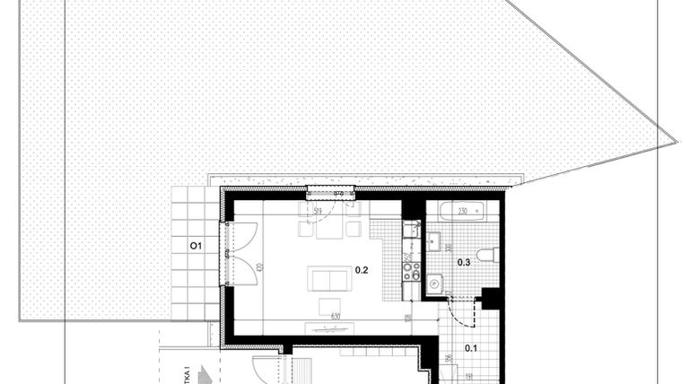 Rzut - Mieszkanie na sprzedaż 1 pokój o powierzchni 37,28 m² - numer C1.1 w Centralna II