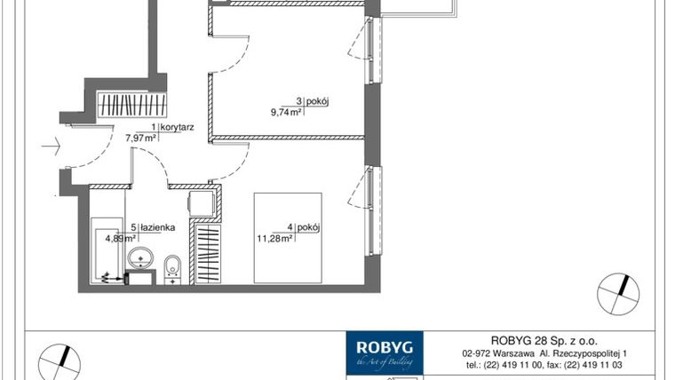 Rzut - Mieszkanie na sprzedaż 3 pokoje o powierzchni 55,86 m² - numer PP/2/G/4/5 w Praga Piano