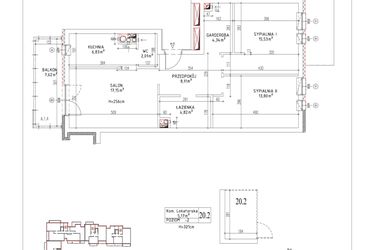 Rzut - Mieszkanie na sprzedaż 3 pokoje o powierzchni 72,59 m² - numer M-25 w Nałęczowska