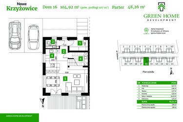 Rzut - Dom na sprzedaż 5 pokoi o powierzchni 105 m² - numer 16 w Nowe Krzyżowice II