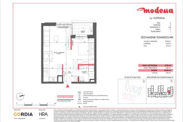Rzut - Mieszkanie na sprzedaż 1 pokój o powierzchni 41,31 m² - numer A.016 w Modena II