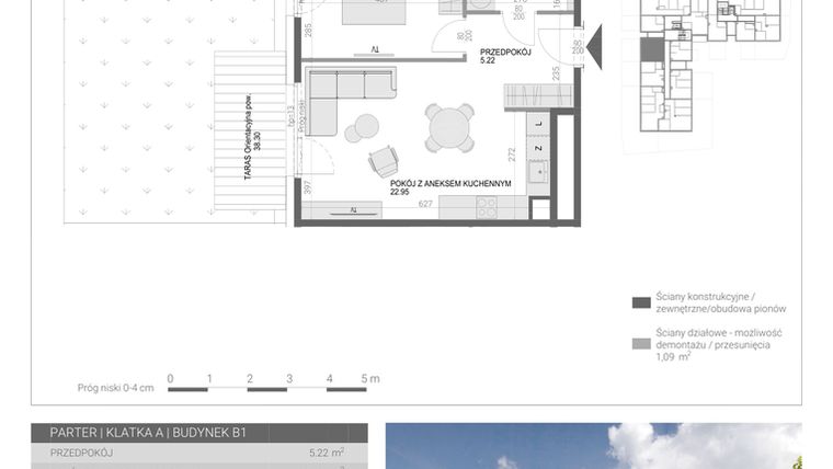 Rzut - Mieszkanie na sprzedaż 2 pokoje o powierzchni 43,84 m² - numer M5 w Modern House II