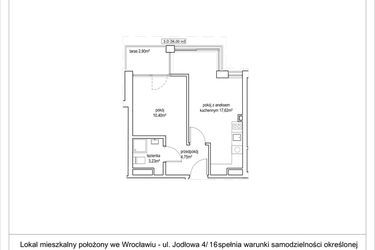 Rzut - Mieszkanie na sprzedaż 2 pokoje o powierzchni 36 m² - numer 4/16. w Apartamenty Nowy Targ