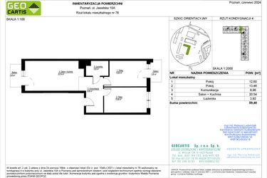 Rzut - Mieszkanie na sprzedaż 3 pokoje o powierzchni 59,48 m² - numer C76 w Jasielska 8C