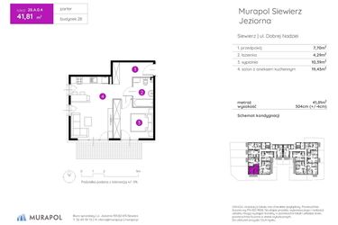 Rzut - Mieszkanie na sprzedaż 2 pokoje o powierzchni 41,81 m² - numer 28.A.0.4 w Murapol Siewierz Jeziorna bud. 27 i 28