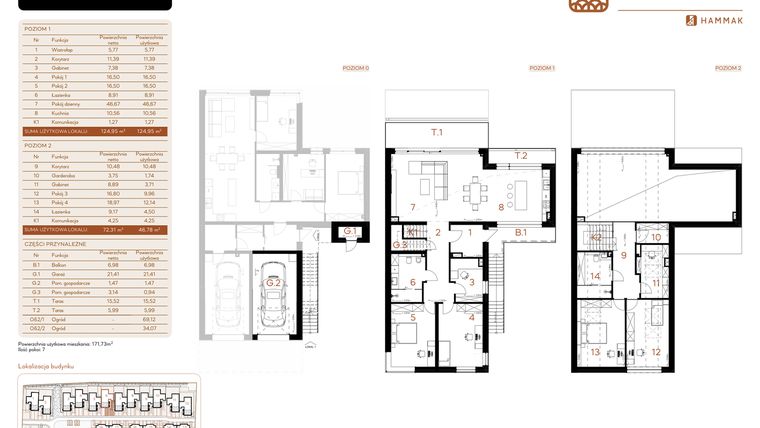 Rzut - Mieszkanie na sprzedaż 7 pokoi o powierzchni 171,73 m² - numer 6.2 w Kosocicka Forest