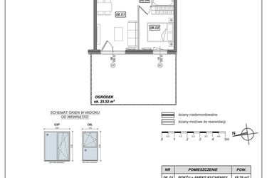 Rzut - Mieszkanie na sprzedaż 2 pokoje o powierzchni 35,08 m² - numer 6.A.06 w Urzeka bud. 6 i 7