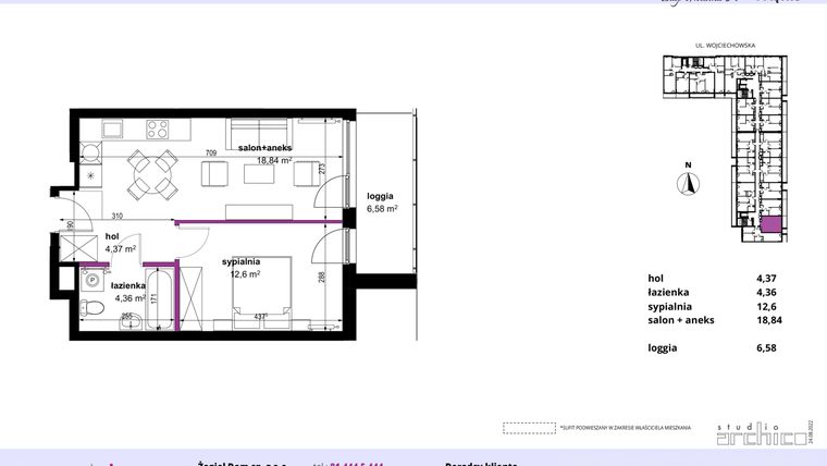 Rzut - Mieszkanie na sprzedaż 2 pokoje o powierzchni 40,17 m² - numer 25 w Wojciechowska Square