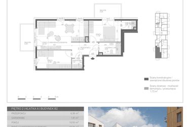 Rzut - Mieszkanie na sprzedaż 3 pokoje o powierzchni 60,71 m² - numer M-12 w Forma Augustów