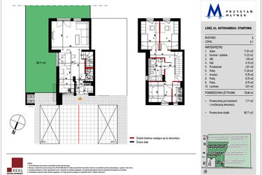 Rzut - Mieszkanie na sprzedaż 4 pokoje o powierzchni 78,79 m² - numer 8.1 w Przystań Młynek