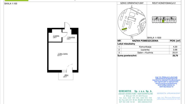 Rzut - Mieszkanie na sprzedaż 1 pokój o powierzchni 28,79 m² - numer 10D/28 w Jasielska 8C etap II