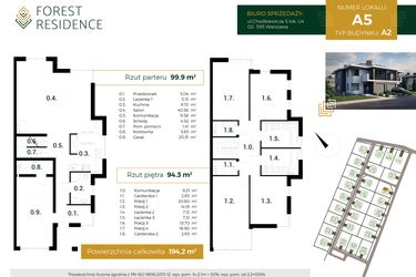 Rzut - Dom na sprzedaż 6 pokoi o powierzchni 193,73 m² - numer A.5 w Forest Residence II