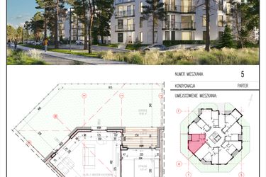 Rzut - Mieszkanie na sprzedaż 2 pokoje o powierzchni 42,89 m² - numer 5 w Grasera 12