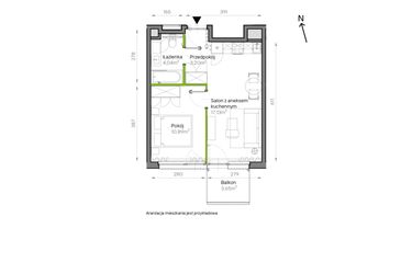 Rzut - Mieszkanie na sprzedaż 2 pokoje o powierzchni 35,26 m² - numer A2/17 w Bemowo Vita