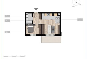 Rzut - Mieszkanie na sprzedaż 2 pokoje o powierzchni 40,8 m² - numer 40 w Szczytno Dąbrowskiego - etap 3