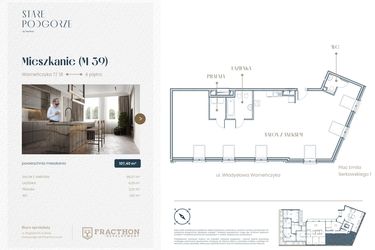 Rzut - Mieszkanie na sprzedaż 1 pokój o powierzchni 107,4 m² - numer M.39 w Stare Podgórze