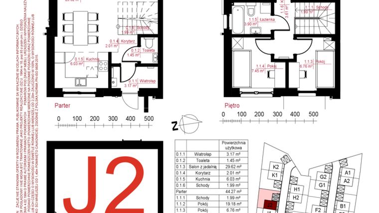 Rzut - Dom na sprzedaż 4 pokoje o powierzchni 134,7 m² - numer J2 w Gostyńska Invest II