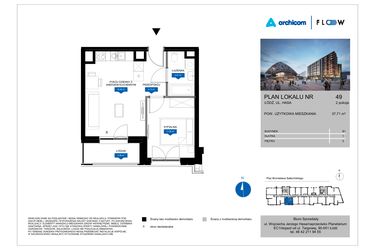 Rzut - Mieszkanie na sprzedaż 2 pokoje o powierzchni 37,71 m² - numer 49 w Flow