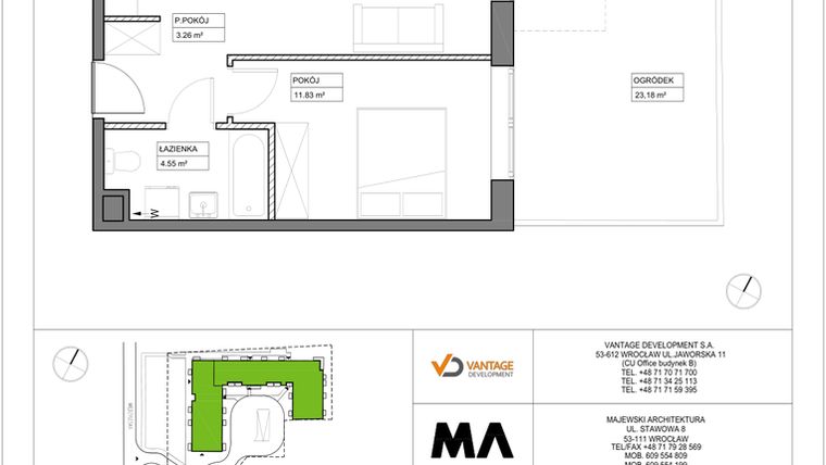 Rzut - Mieszkanie na sprzedaż 2 pokoje o powierzchni 41,11 m² - numer PT/C/0/3 w Przystanek Tarnogaj