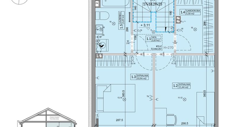 Rzut - Dom na sprzedaż 3 pokoje o powierzchni 68,6 m² - numer 40B w Ogrody Przyjaciół 5 etap IV