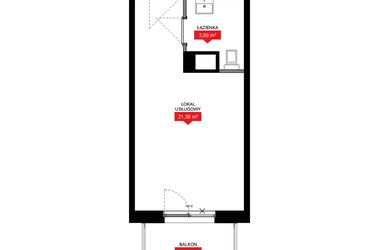 Rzut - Mieszkanie na sprzedaż 1 pokój o powierzchni 25,36 m² - numer A1 053LU w 29L - Apartamenty inwestycyjne