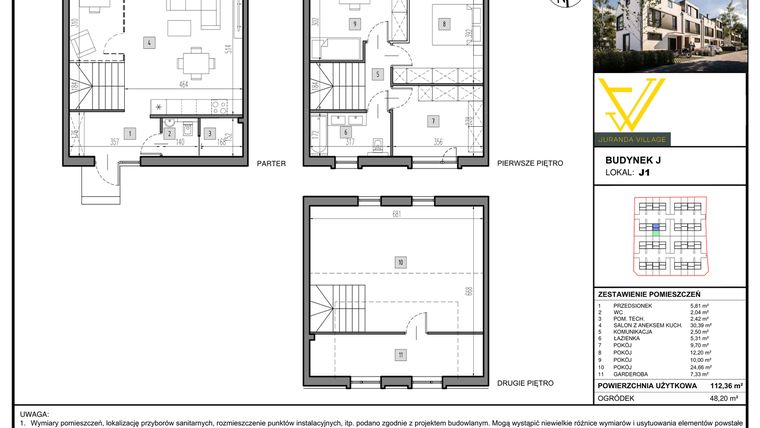 Rzut - Mieszkanie na sprzedaż 5 pokoi o powierzchni 112,36 m² - numer J1 w Juranda Village etap II