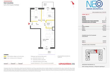 Rzut - Mieszkanie na sprzedaż 3 pokoje o powierzchni 50,27 m² - numer 40 w Neo Nova Ochota 4