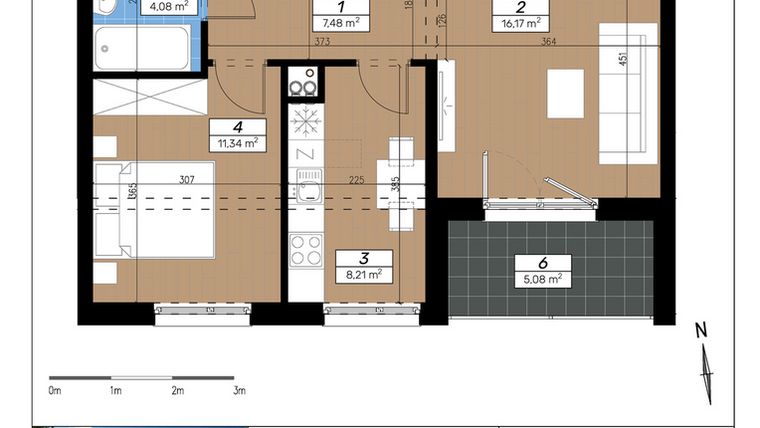 Rzut - Mieszkanie na sprzedaż 2 pokoje o powierzchni 47,28 m² - numer B/2/3 w Limone