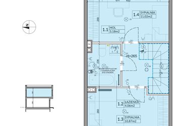 Rzut - Dom na sprzedaż 3 pokoje o powierzchni 61,95 m² - numer 2 w Boska Ksawerowska 2
