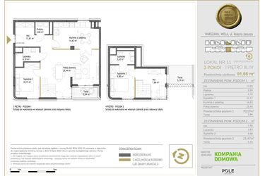 Rzut - Mieszkanie na sprzedaż 4 pokoje o powierzchni 91,66 m² - numer WKJ-LM-11 w Wola Księcia Janusza