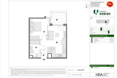 Rzut - Mieszkanie na sprzedaż 2 pokoje o powierzchni 39,09 m² - numer A31 w Osiedle Urbino etap 4.1