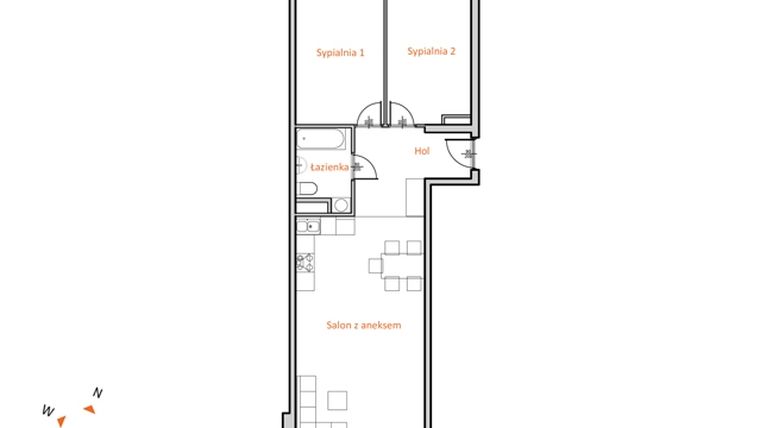 Rzut - Mieszkanie na sprzedaż 3 pokoje o powierzchni 70,28 m² - numer 28D.59 w Białoprądnicka