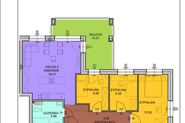 Rzut - Mieszkanie na sprzedaż 4 pokoje o powierzchni 71,3 m² - numer A12 w Osiedle Zuchów