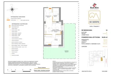 Rzut - Mieszkanie na sprzedaż 2 pokoje o powierzchni 39,85 m² - numer B10 w Na Skarpie bud. B