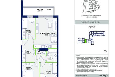 Rzut - Mieszkanie na sprzedaż 4 pokoje o powierzchni 74,29 m² - numer 74 w Wolne Miasto etap VII