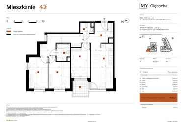 Rzut - Mieszkanie na sprzedaż 4 pokoje o powierzchni 77,02 m² - numer 42 w MY Głębocka