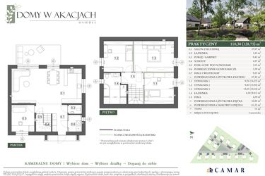 Rzut - Dom na sprzedaż 5 pokoi o powierzchni 110,3 m² - numer P1 w Domy w akacjach