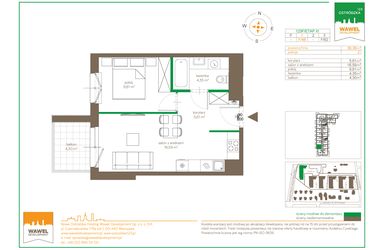 Rzut - Mieszkanie na sprzedaż 2 pokoje o powierzchni 36,36 m² - numer F/48 w Ostródzka 123 - III etap