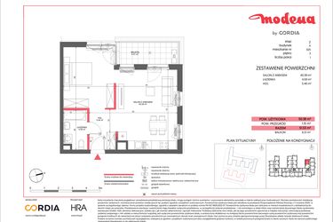 Rzut - Mieszkanie na sprzedaż 1 pokój o powierzchni 50,38 m² - numer A.025 w Modena II