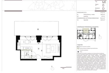 Rzut - Mieszkanie na sprzedaż 1 pokój o powierzchni 30,44 m² - numer D.0.2 w Nowa Stawowa